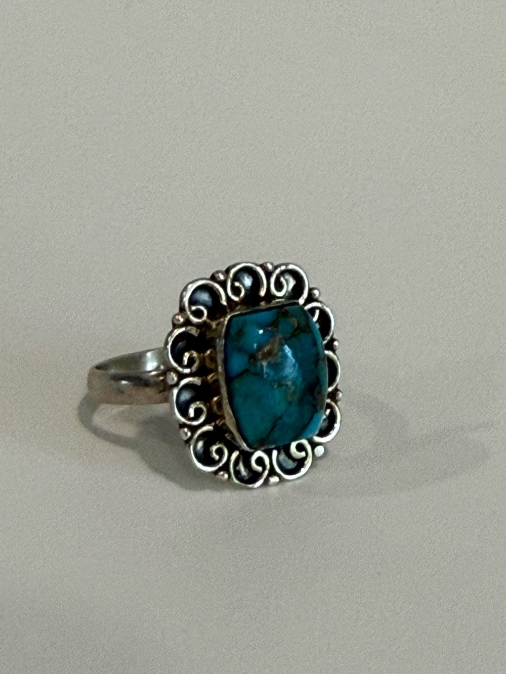 Sterling Silver Turquoise Statement Ring - Size 8